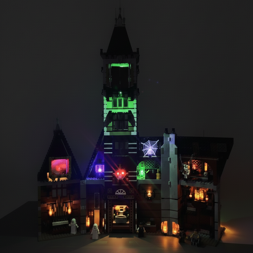Lyskit til LEGO® Haunted House (10273) – skab uhyggelig stemning med LED-lys