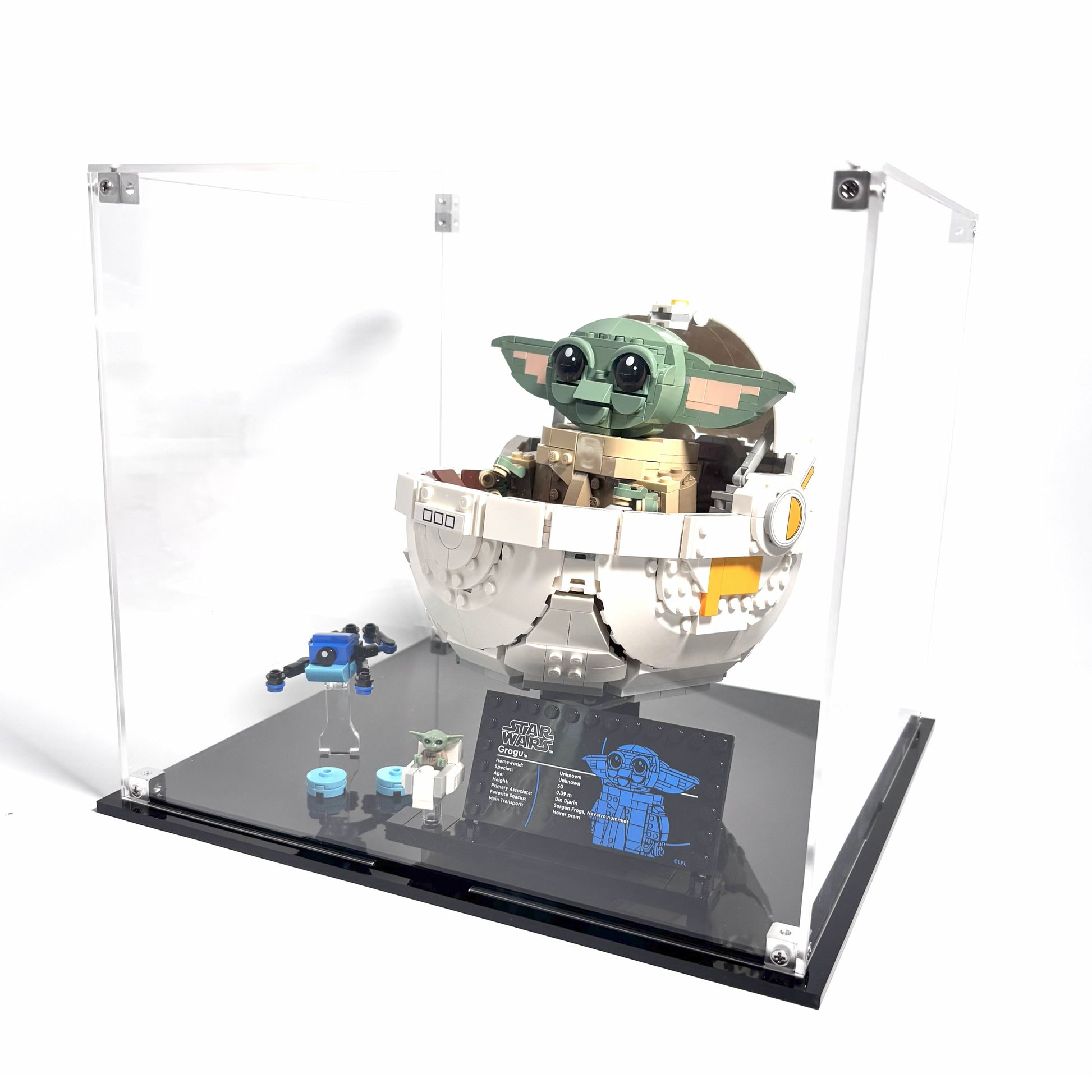 Akryl kasse til LEGO® Star Wars™ Grogu™ with Hover Pram (75403) – støvfri beskyttelse og elegant udstilling af Grogu™ og hans svævende vugge