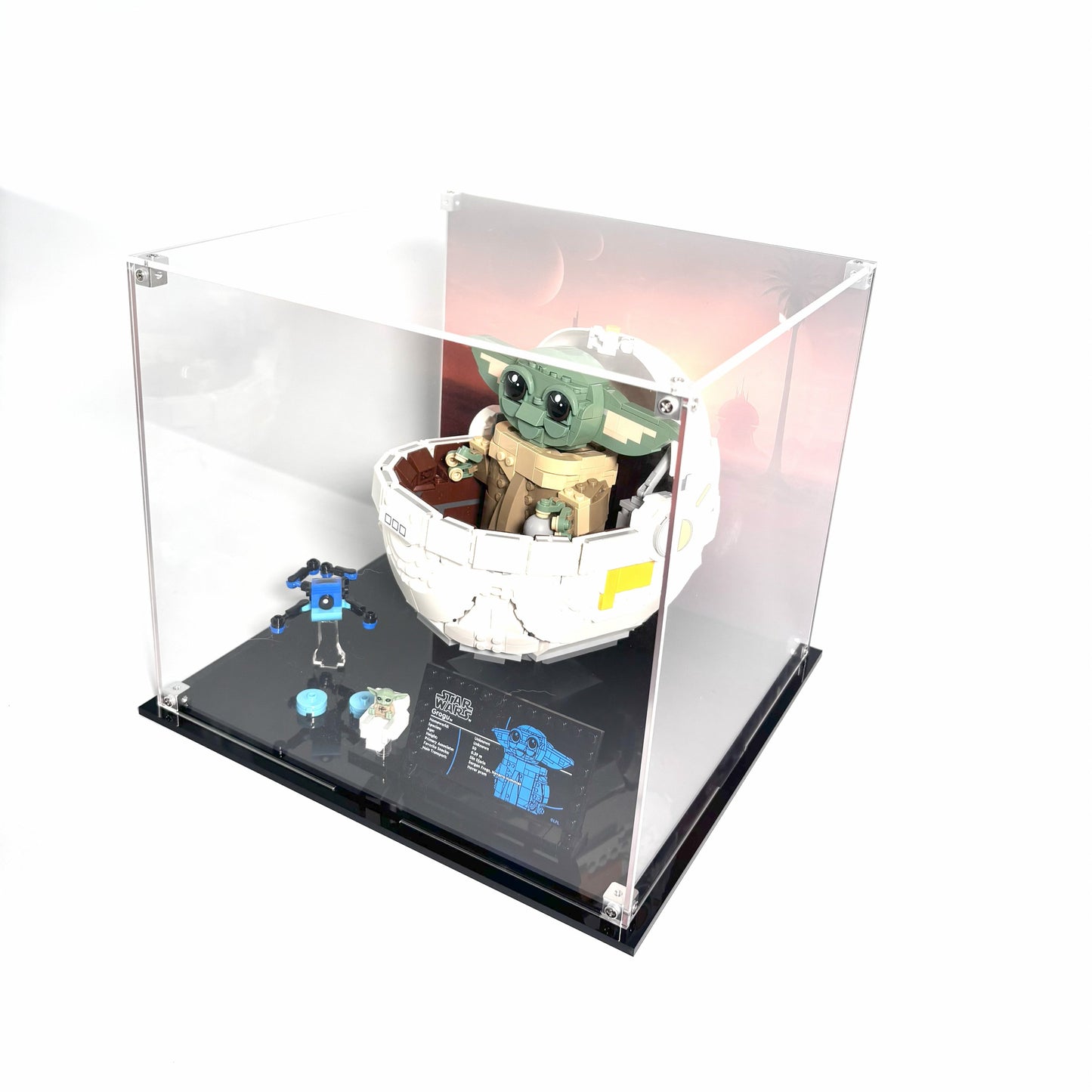 Akryl kasse til LEGO® Star Wars™ Grogu™ with Hover Pram (75403) – støvfri beskyttelse og elegant udstilling af Grogu™ og hans svævende vugge