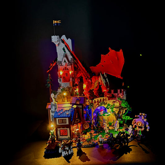 Lyskit til LEGO® Dungeons & Dragons™ Den røde drages fortælling (40658) med magiske LED-lys og flammeeffekter