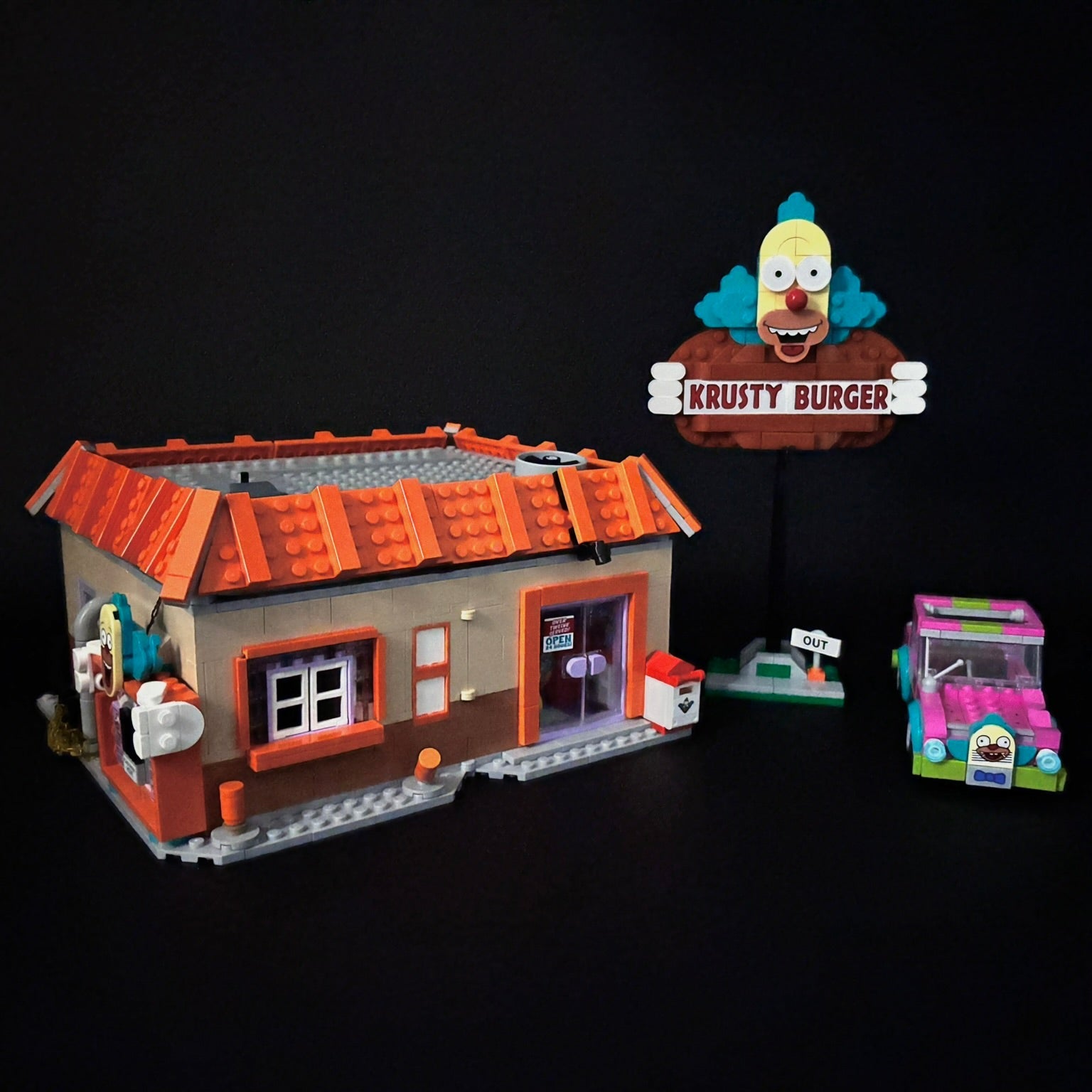 Lyssæt til LEGO® Krusty Burger 21348 med farverige LED-lys
