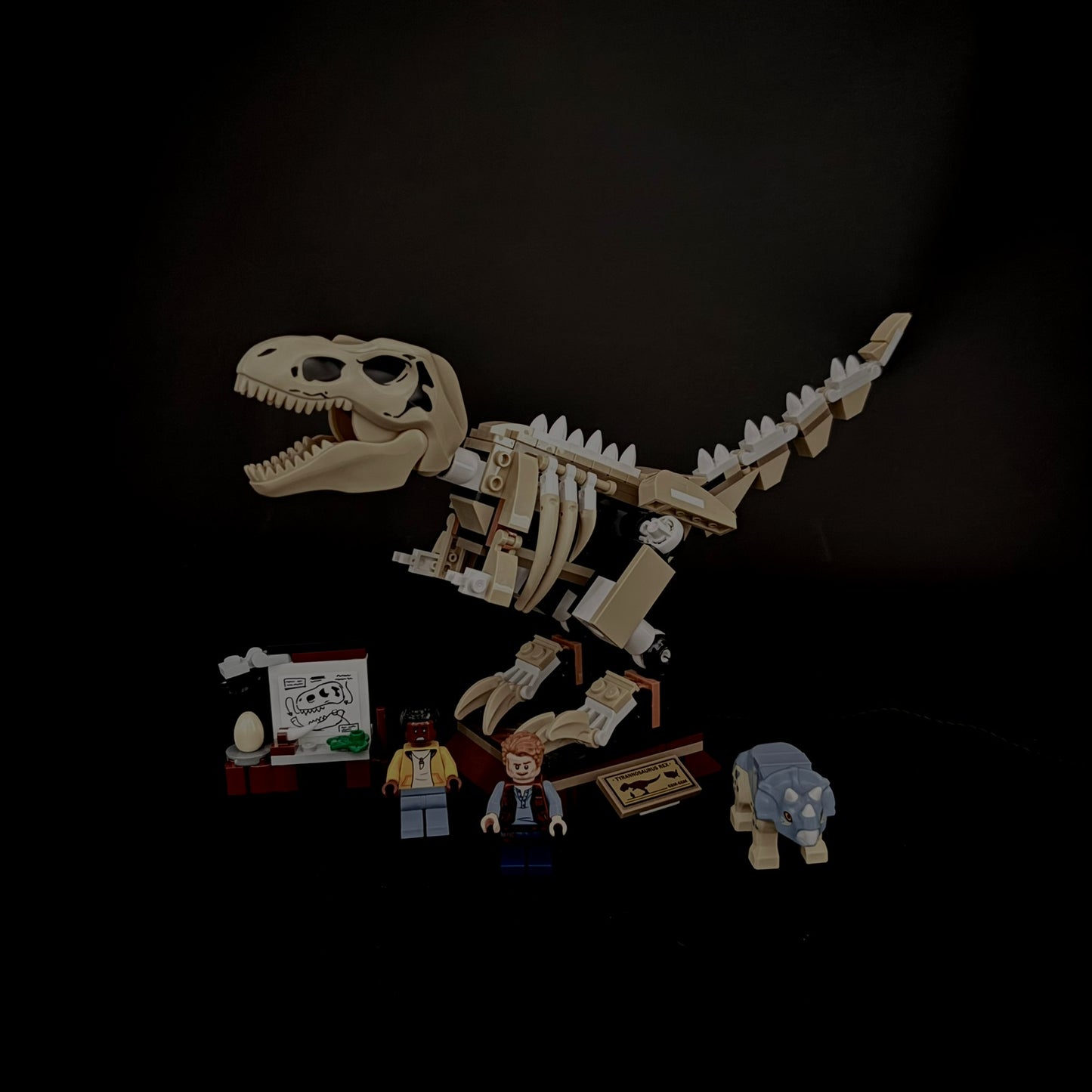 Lyssæt til LEGO® T. rex-dinosaurudstilling (76940) med farverige LED-lys og dramatik