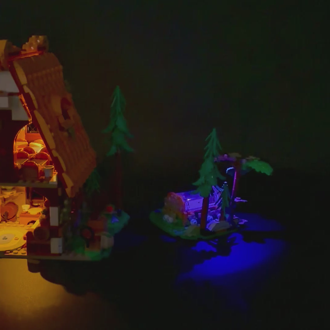 Lyssæt til LEGO® Disney: Snehvide og de syv små dværges hytte™ (43179) med varme LED-lys og eventyrstemning