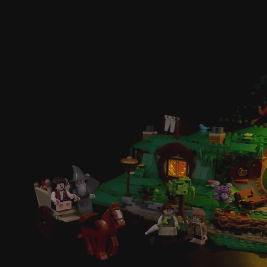 Lyssæt til LEGO® Ringenes Herre™ Herredet™ (10354) med farverige LED-lys og hyggelig hobbitstemning