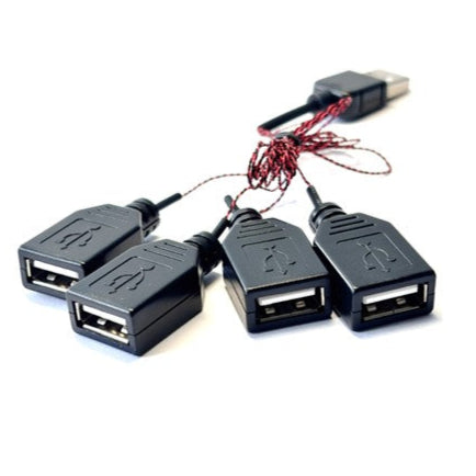 USB-kabel med 4 udgange til LED-lys og lyssæt  i LEGO®-modeller