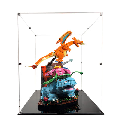 Akrylkasse til LEGO® Venusaur, Charizard and Blastoise 72153 - baggrundsmotiv med farverigt element-tema