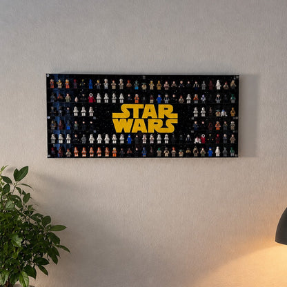 Væghæng akrylkasse til 124 Minifigure og Star Wars Logo. 