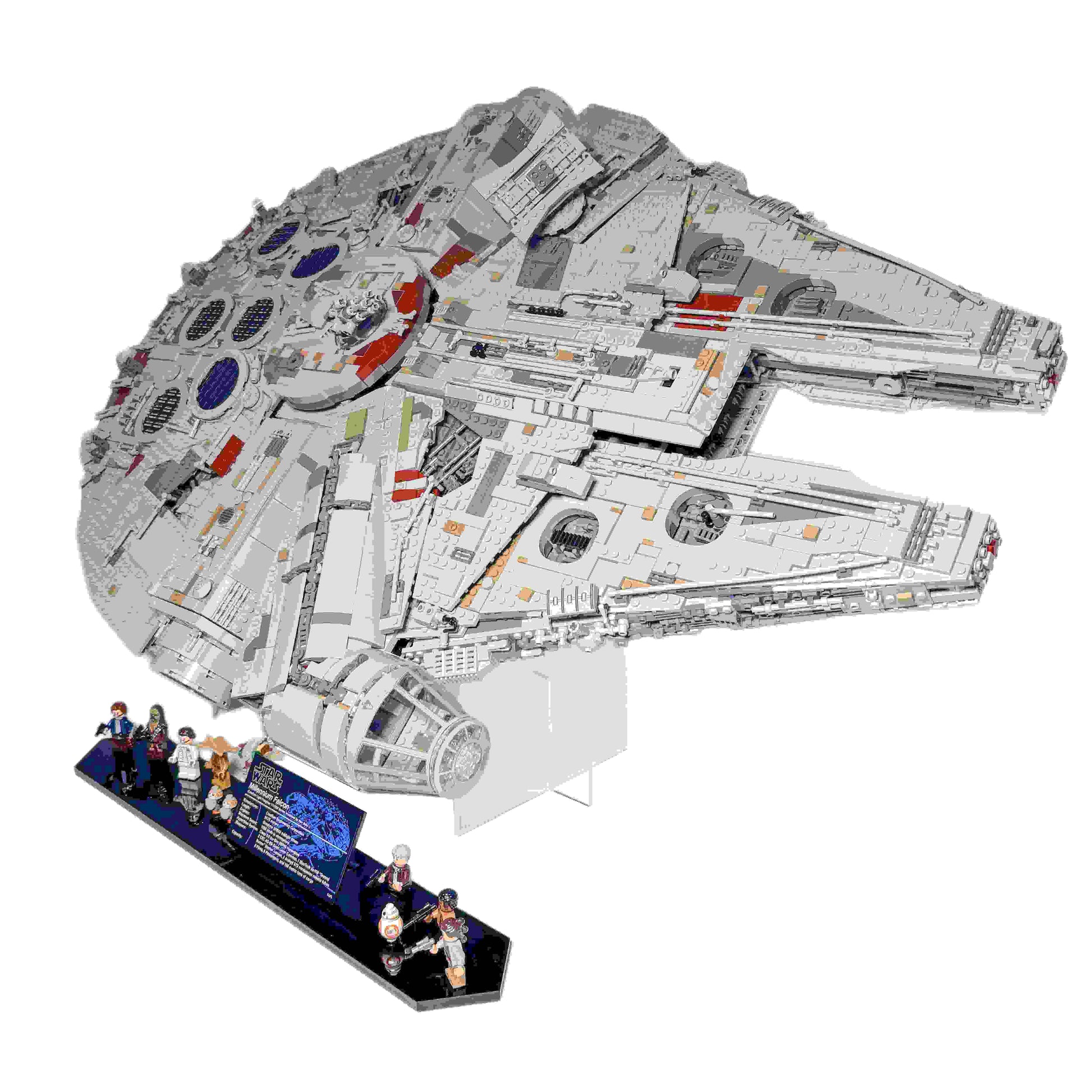 Displaystander til LEGO® UCS Millennium Falcon™ (75192). Opsættes i en stabil 45° vinkel 