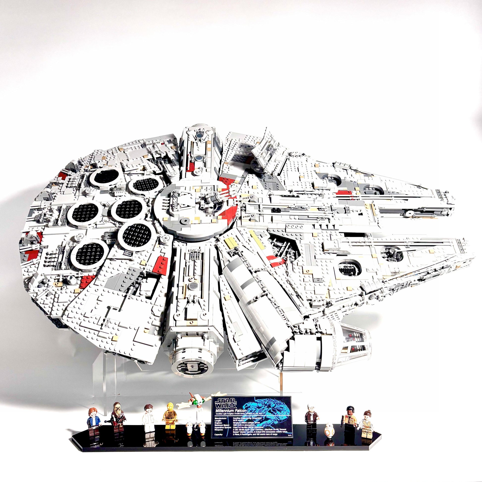 Displaystander til LEGO® UCS Millennium Falcon™ (75192). Opsættes i en stabil 45° vinkel 