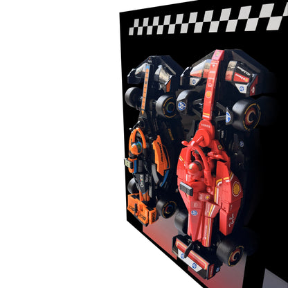 Udstillingsramme til 10 stk LEGO® F1 biler. Nem at montere på væggen. 