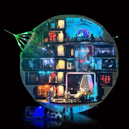 Lyskit til LEGO® 75419 Death Star™ med LED-belysning, der fremhæver dette ikoniske byg