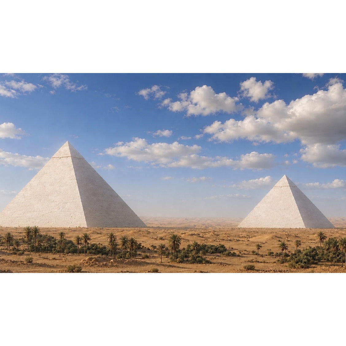 Akrylkasse til LEGO® Great Pyramid of Giza 21058 - baggrundsmotiv med pyramider i ørkenen