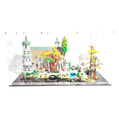 Akrylkasse til LEGO® Ringenes Herre™ Kløvedal™ (10316) – støvfri beskyttelse og elegant udstilling af elvernes ikoniske tilflugtssted.