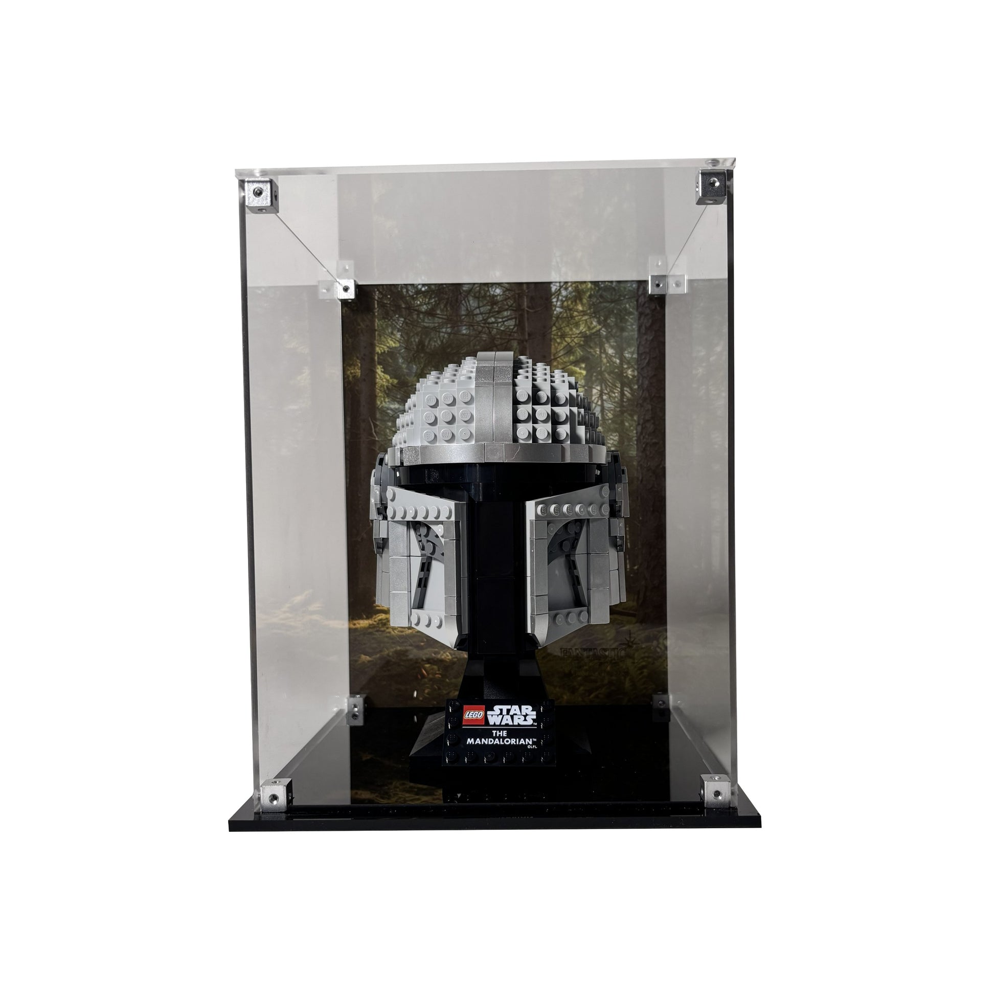 Akryl displaykasse til LEGO® Star Wars™ hjelme – støvfri beskyttelse og elegant udstilling af Darth Vader™, Luke Skywalker™ og andre samlerhjelme.