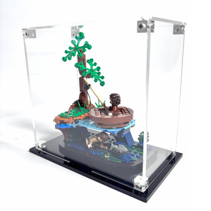 Akrylkasse til LEGO® Ringenes Herre™ Sméagol™ og Déagol™ (40693) – støvfri beskyttelse og elegant udstilling af det ikoniske øjeblik ved floden.