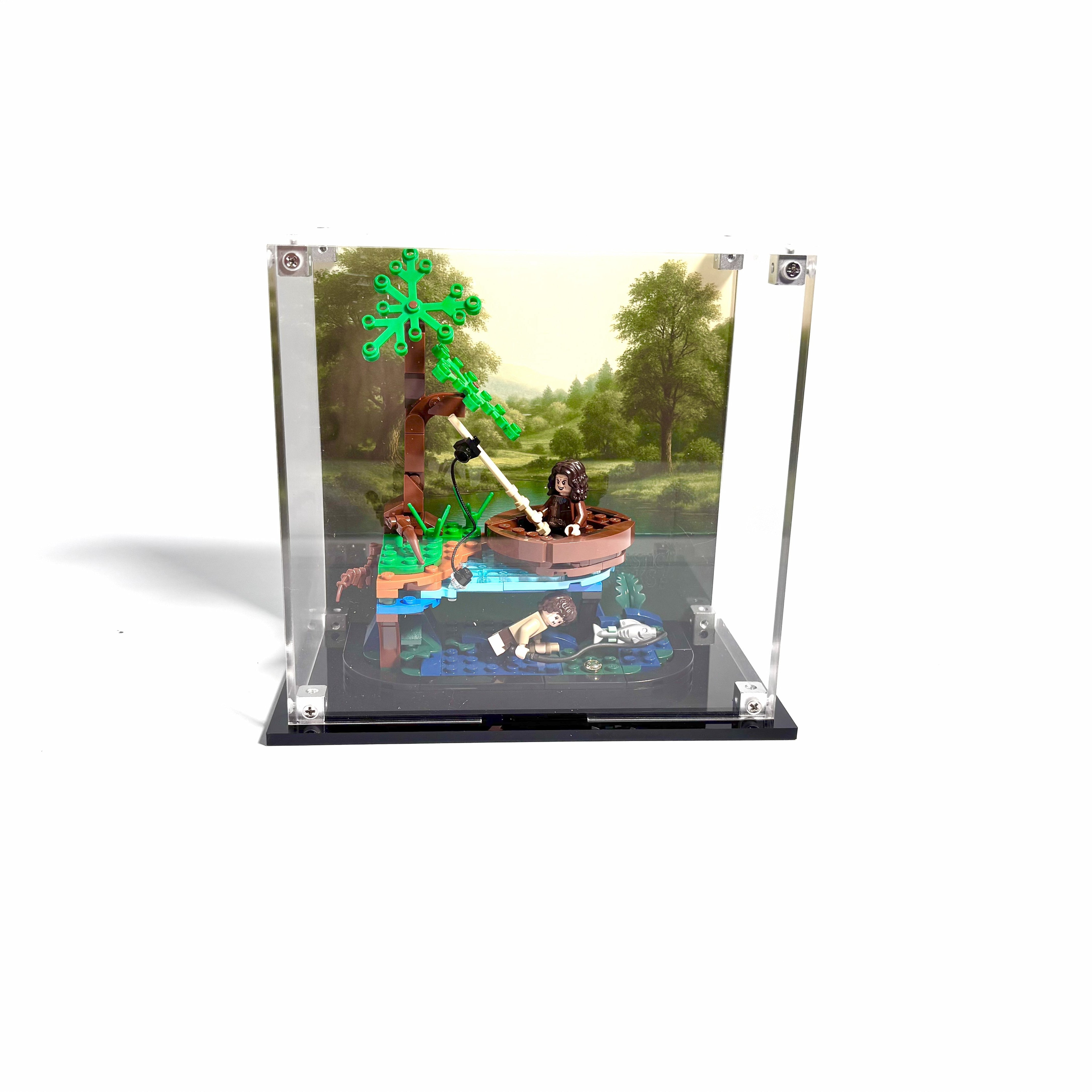 Akrylkasse til LEGO® Ringenes Herre™ Sméagol™ og Déagol™ (40693) – støvfri beskyttelse og elegant udstilling af det ikoniske øjeblik ved floden.