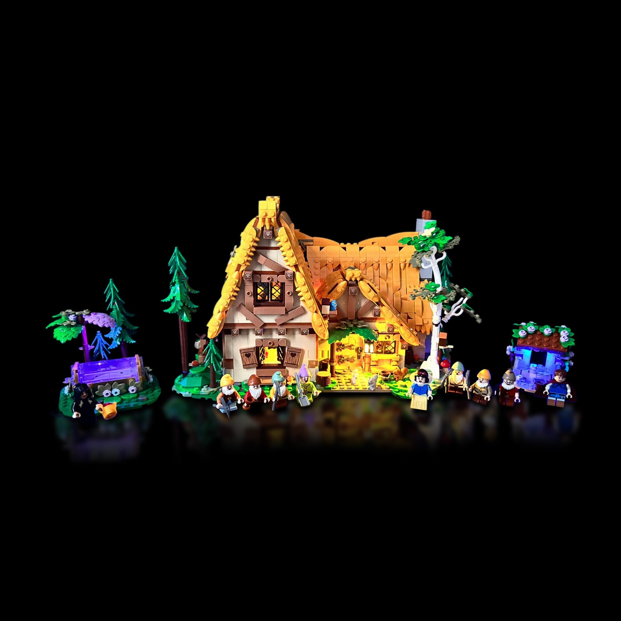 Lyskit til LEGO® Disney: Snehvide og de syv små dværges hytte™ (43179) med varme LED-lys og eventyrstemning
