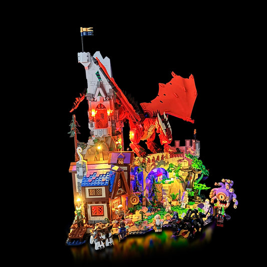 Lyskit til LEGO® Dungeons & Dragons™ Den røde drages fortælling (40658) med magiske LED-lys og flammeeffekter