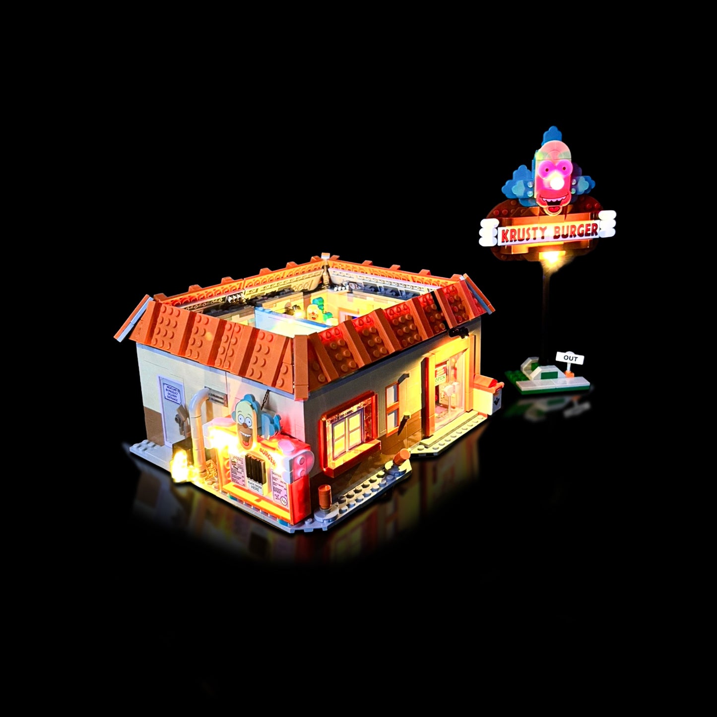 Lyskit til LEGO® Krusty Burger 21348 med farverige LED-lys 