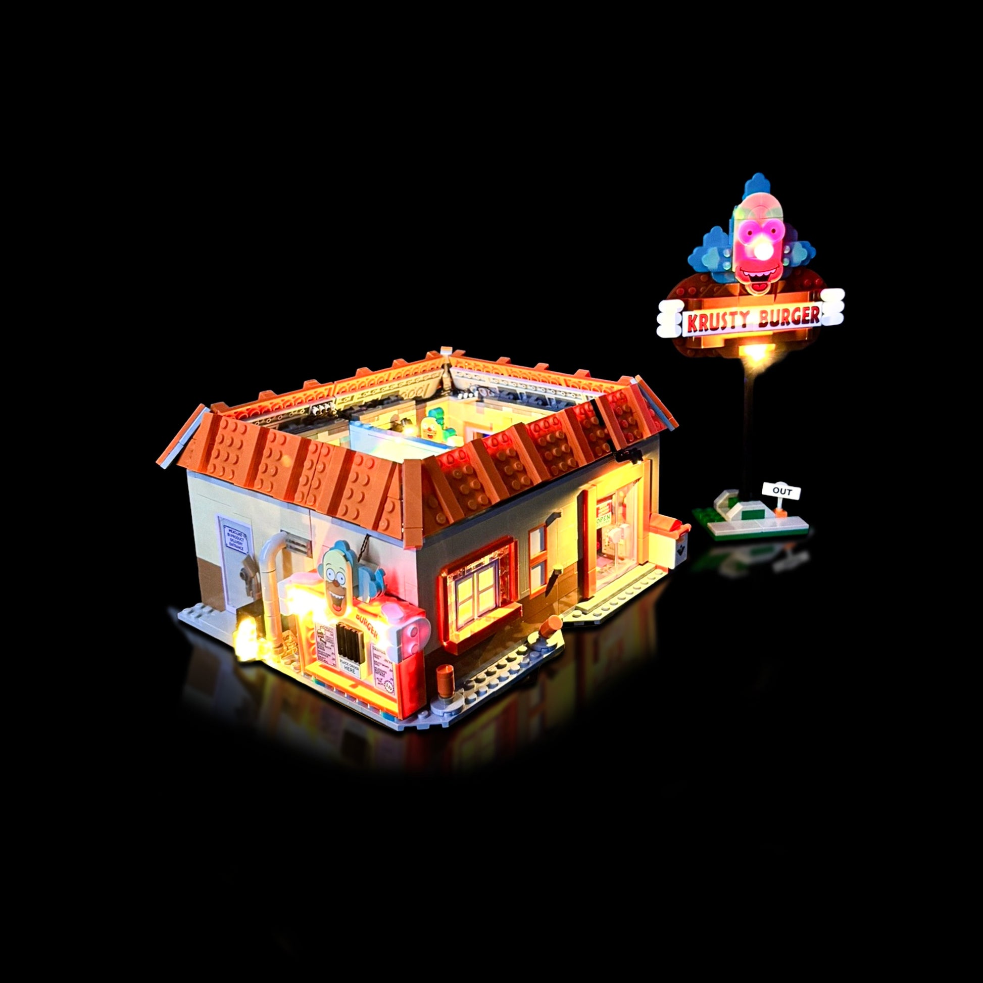 Lyskit til LEGO® Krusty Burger 21348 med farverige LED-lys 