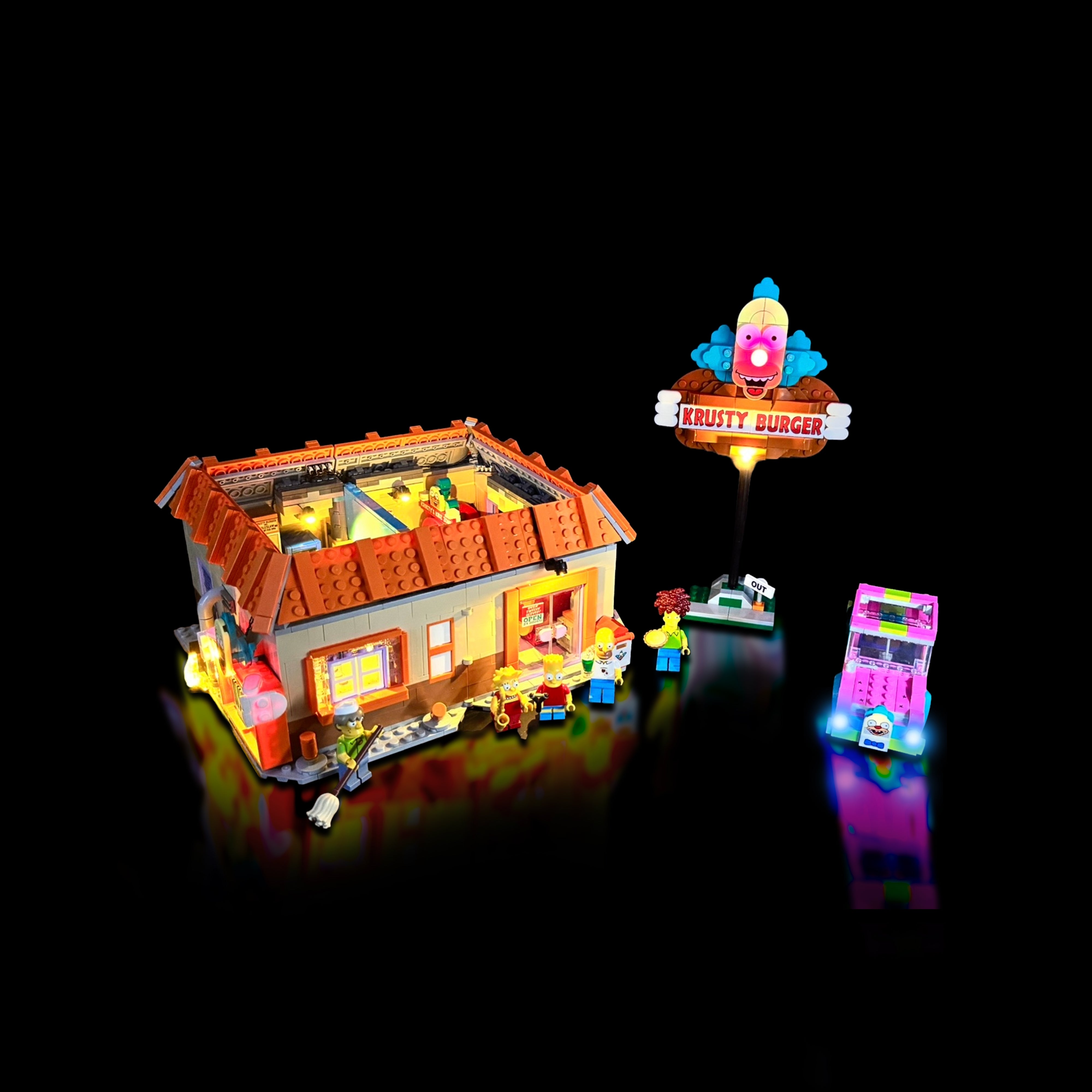 Lyskit til LEGO® Krusty Burger 21348 med farverige LED-lys 