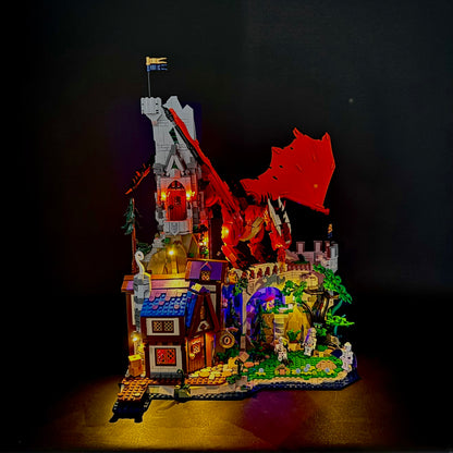 Lyskit til LEGO® Dungeons & Dragons™ Den røde drages fortælling (40658) med magiske LED-lys og flammeeffekter