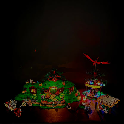 Lyssæt til LEGO® Ringenes Herre™ Herredet™ (10354) med farverige LED-lys og hyggelig hobbitstemning
