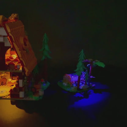 Lyssæt til LEGO® Disney: Snehvide og de syv små dværges hytte™ (43179) med varme LED-lys og eventyrstemning