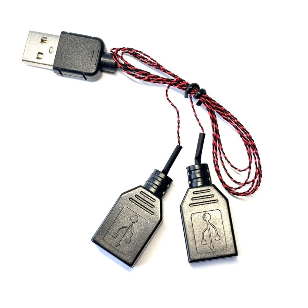 USB-kabel med 2 udgange til LED-lys og lyssæt  i LEGO®-modeller