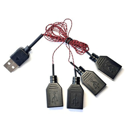USB-kabel med 4 udgange til LED-lys og lyssæt  i LEGO®-modeller